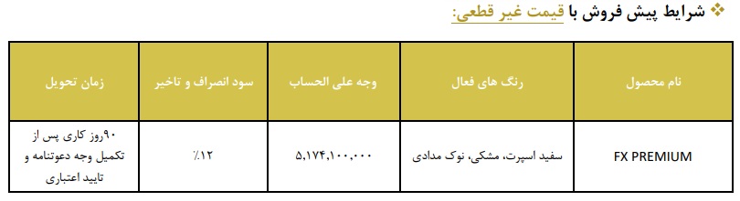 پیش فروش فونیکس FX مرداد 1402